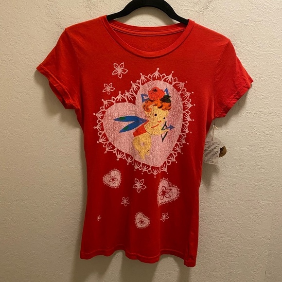 MadeULook Red Heart Cupid Y2K Graphic Short Sleeve Tee Size M New Made In USA - Picture 1 of 6